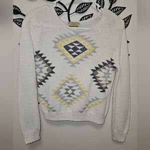 Roebuck & Co Cream Sweater‎ with Geometric Patterns Kids Size 10-12
